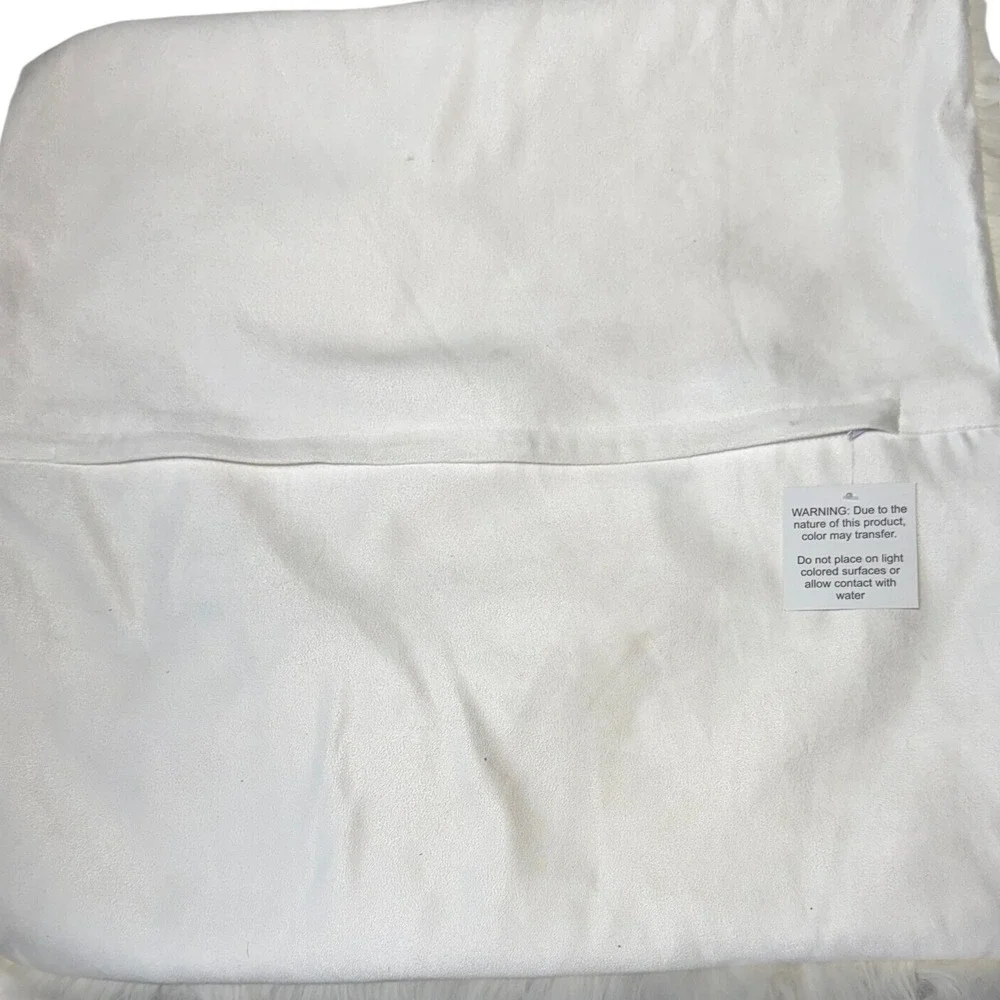 ZGallerie Mongolian Sheepskin Pillow Cover 22x22 White cream Genuine Fur